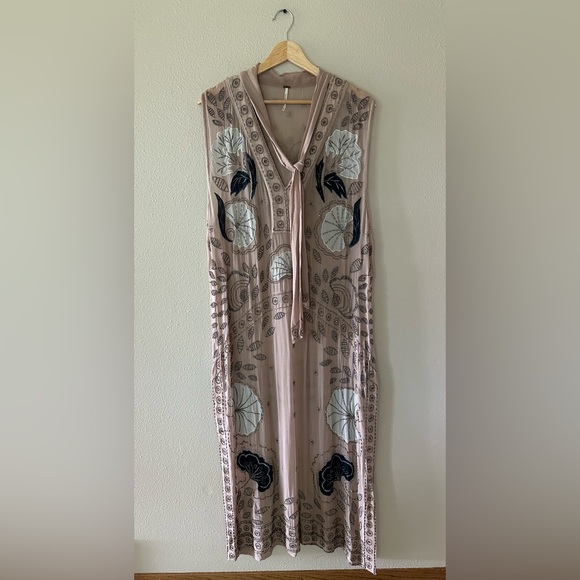Free People Stuck On You Embellished Midi Maxi Beaded Dress M Rare - Picture 2 of 13